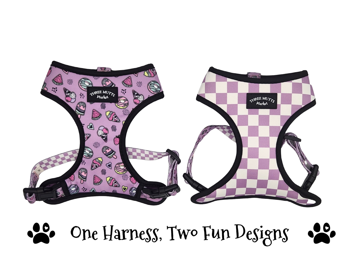 Mutts Market Sweet Mutt Reversible Dog Harness & Leash Set